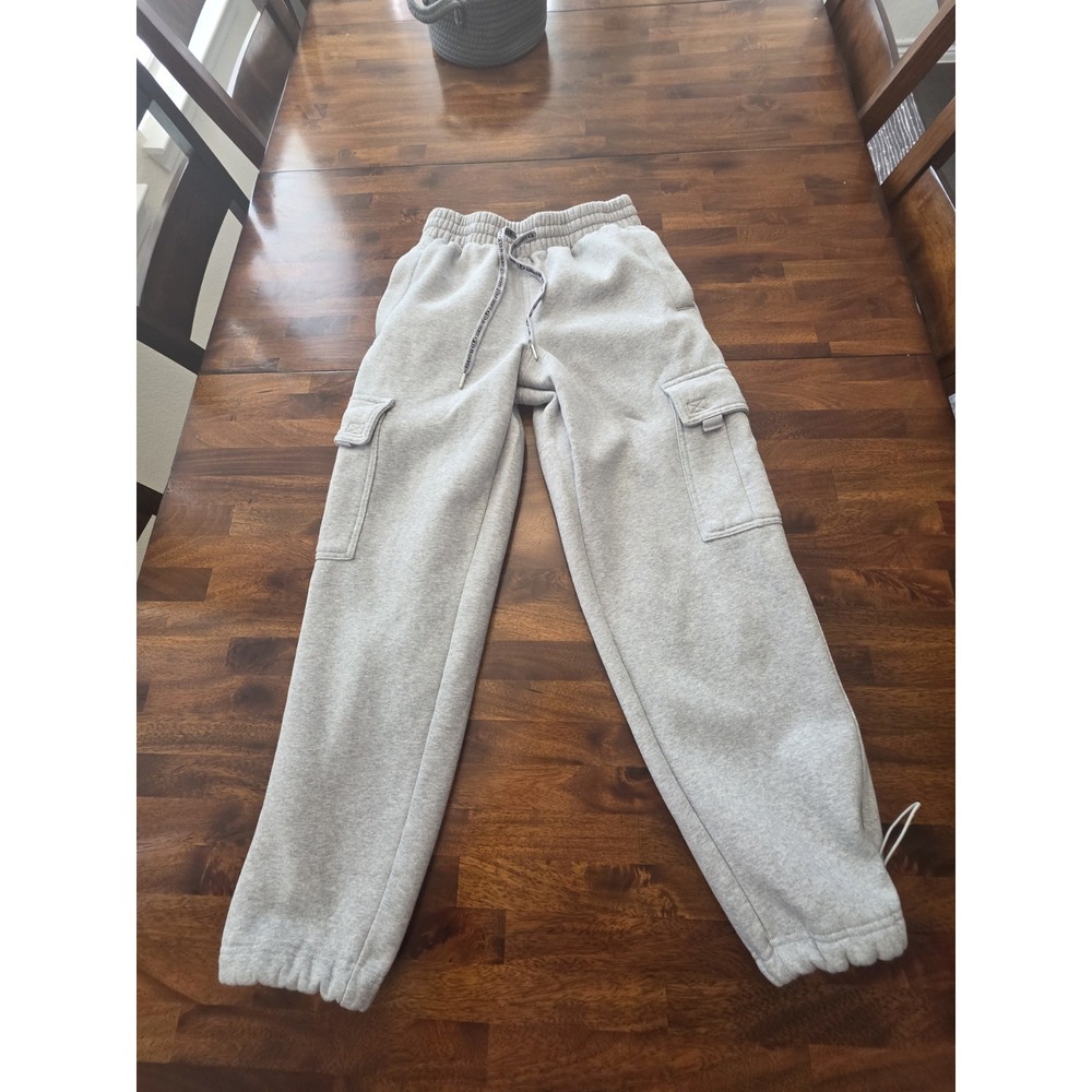 Country FB Mens Medium Heavy Cargo Sweat Pants Joggers Drawstring Gray Pockets